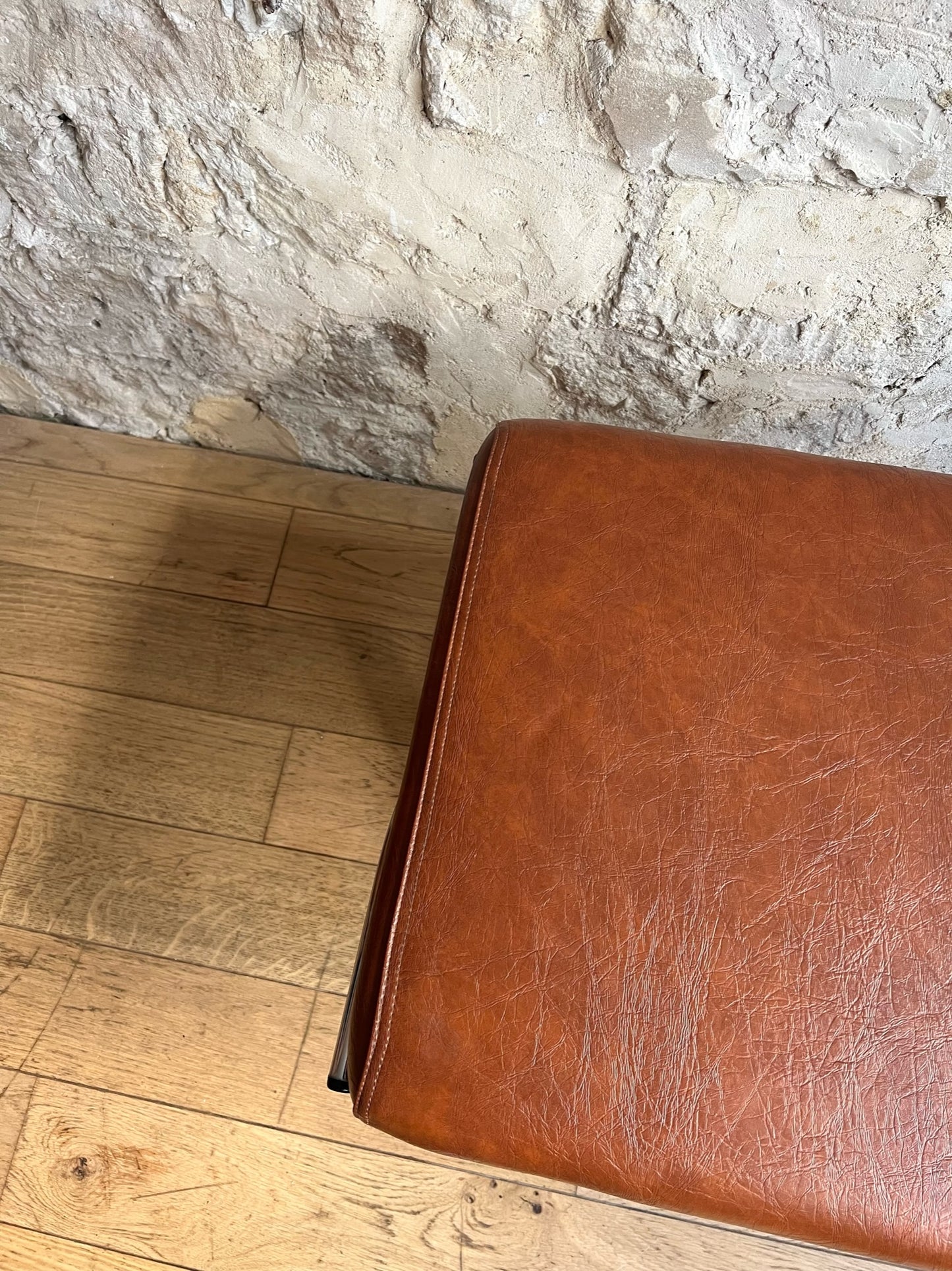 ottoman, repose-pieds similicuir marron