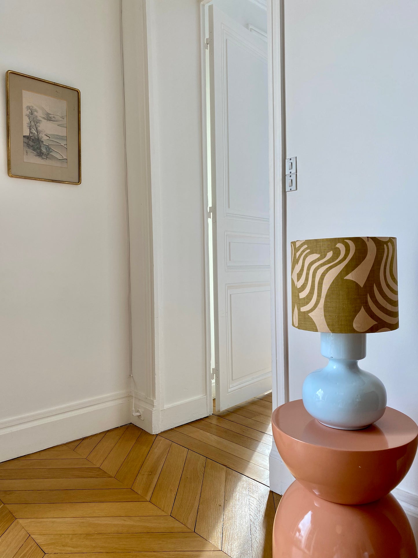 lampe à poser, abat-jour 70's