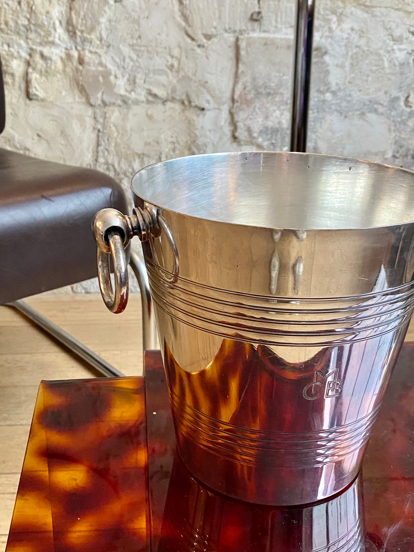 seau à champagne en métal argenté