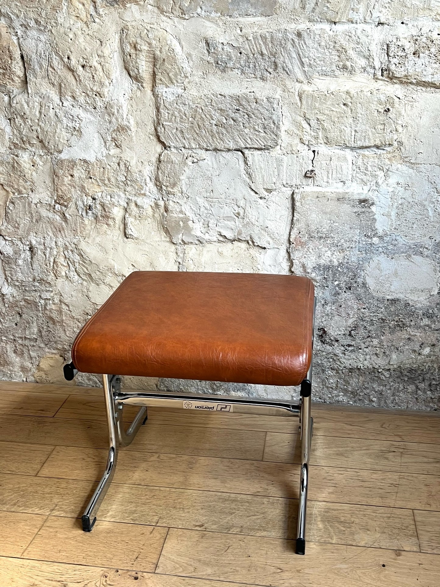 ottoman, repose-pieds similicuir marron