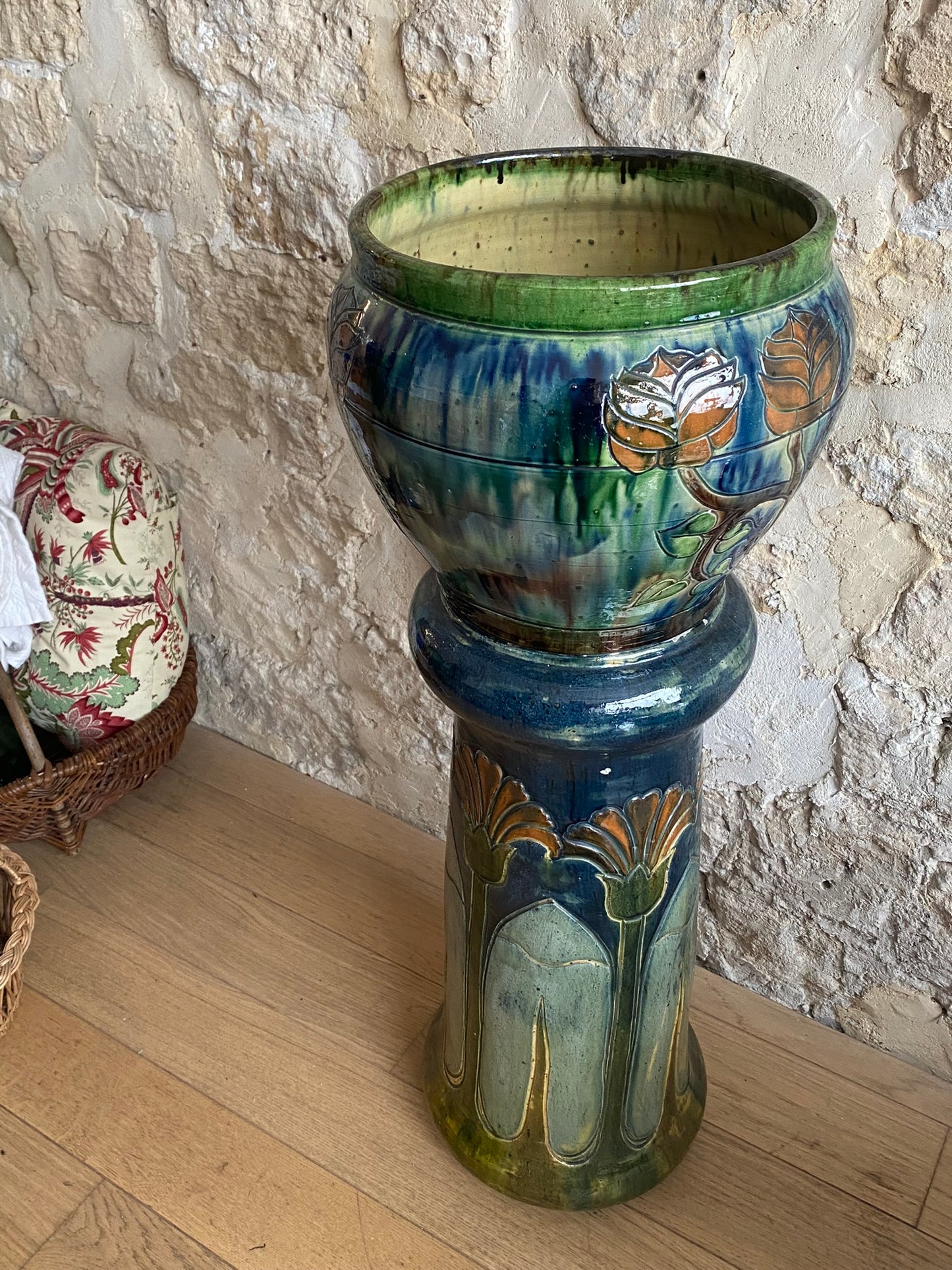 pot pour plante émaillé 1900