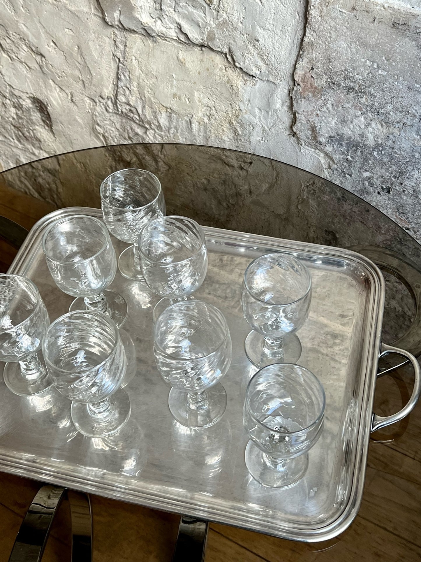 service 8 verres à vin, ballon, verre soufflé