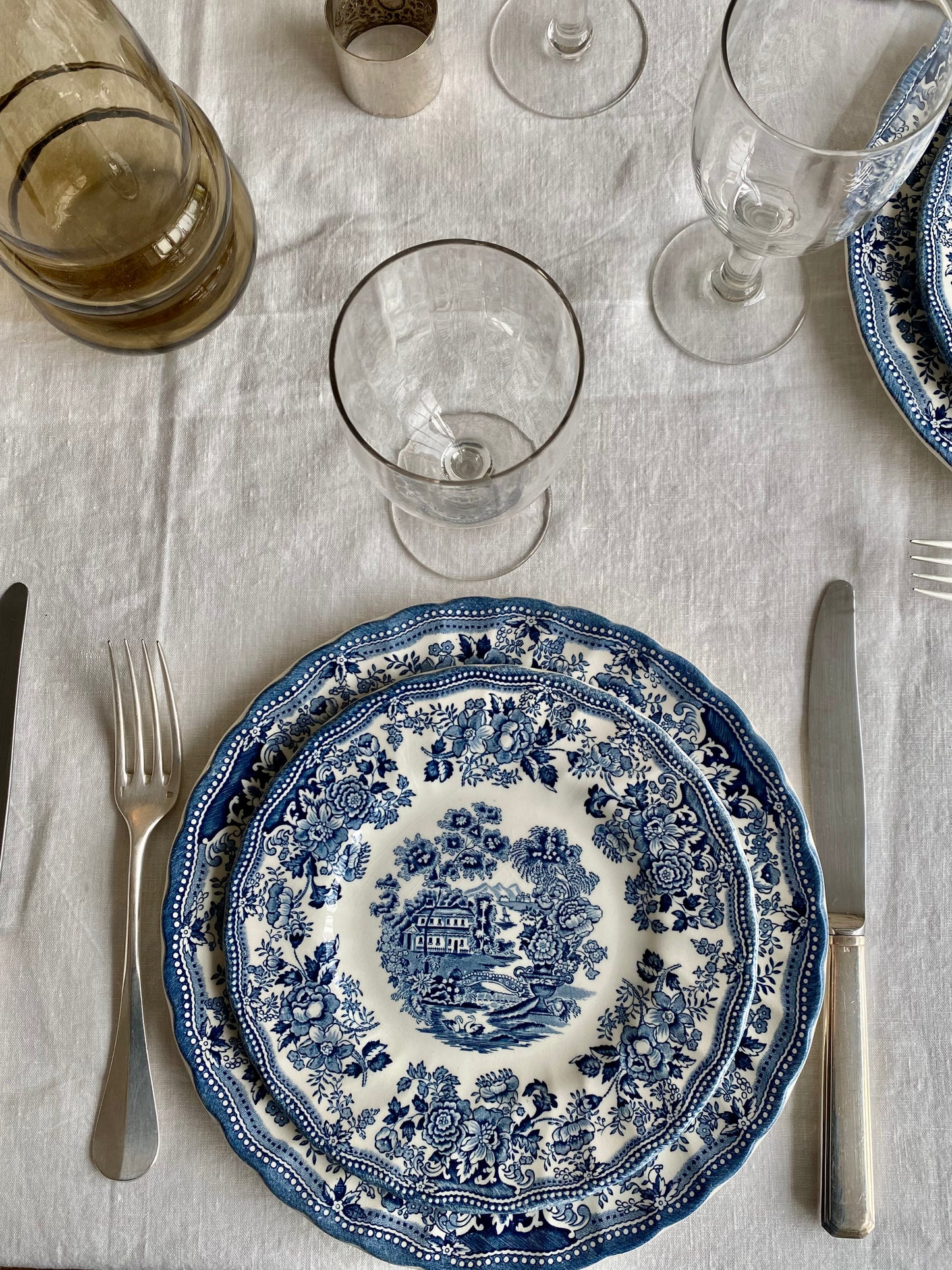 service anglais, décor bleu