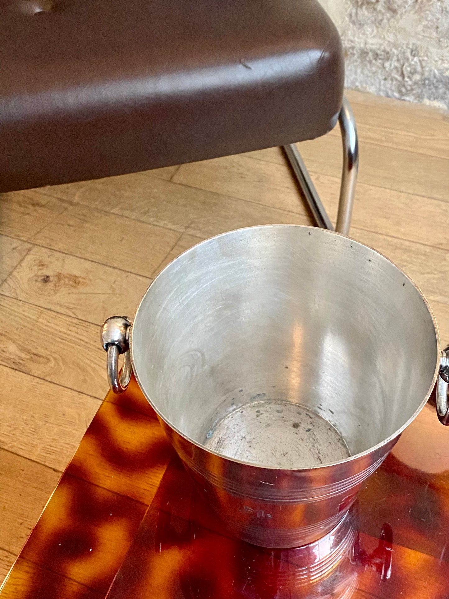 seau à champagne en métal argenté