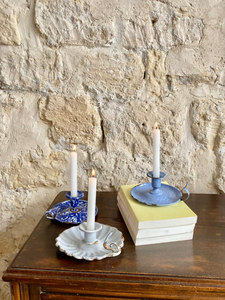 bougeoir en émail bleu nuit 1