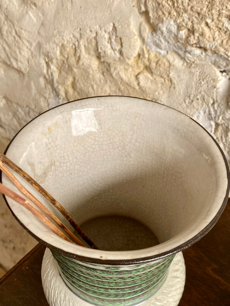 vase en céramique gris et vert