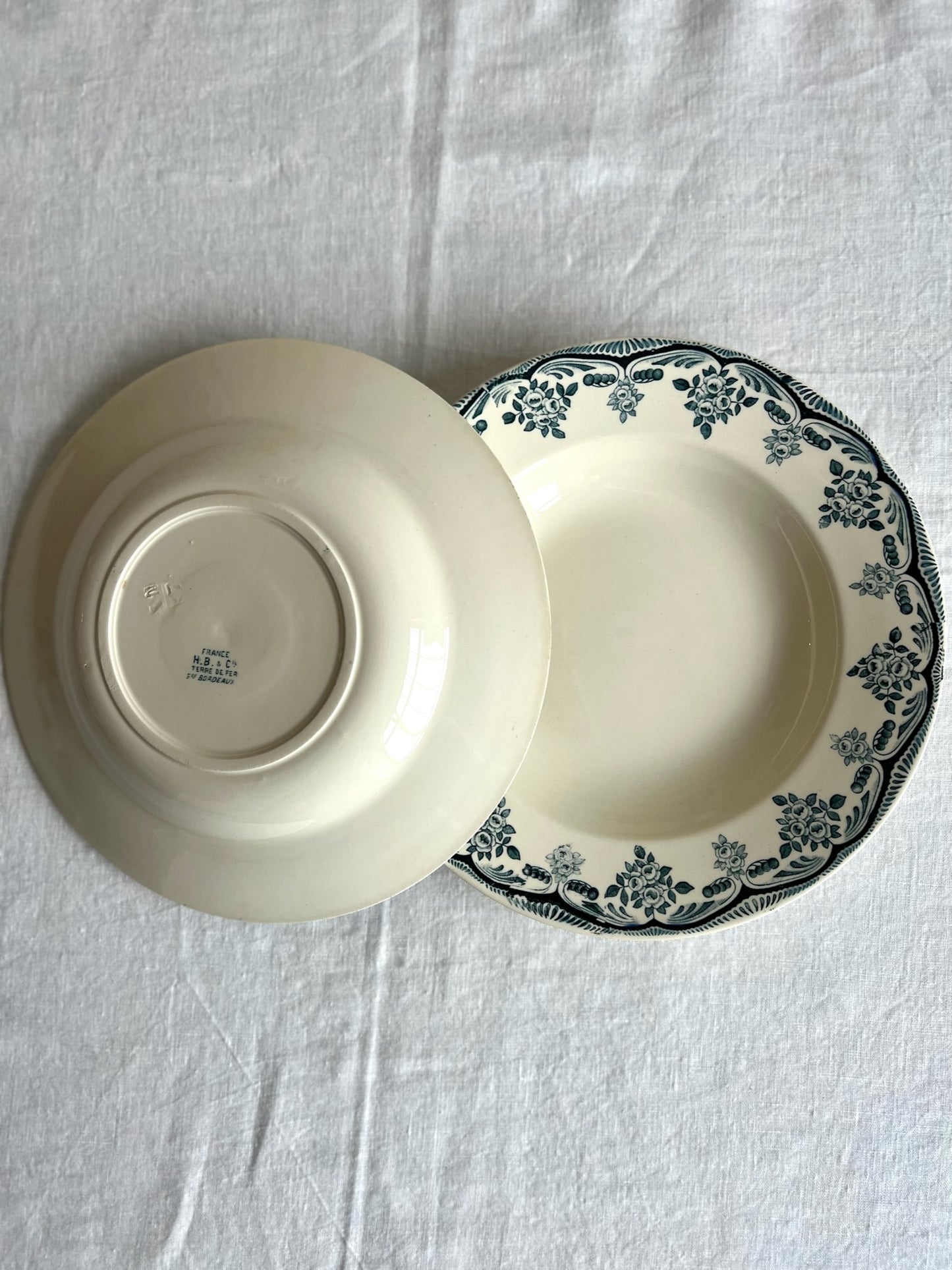 duo assiettes fleurs bleues, H.B & Cie