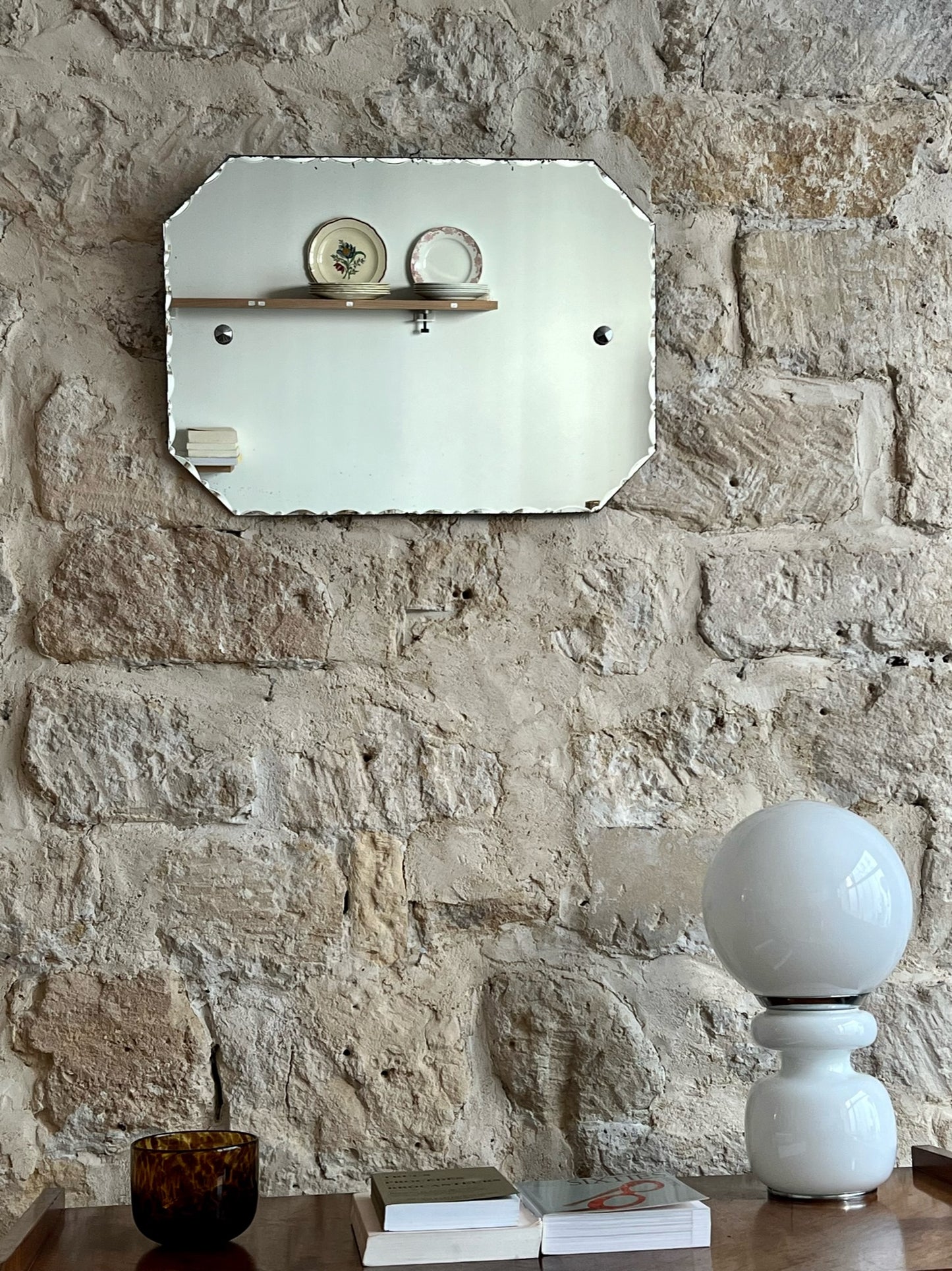 miroir octogonal sans cadre, glace biseautée