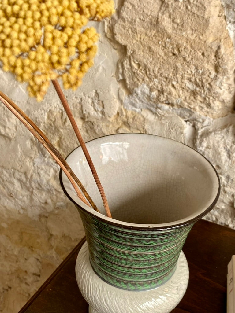 vase en céramique gris et vert