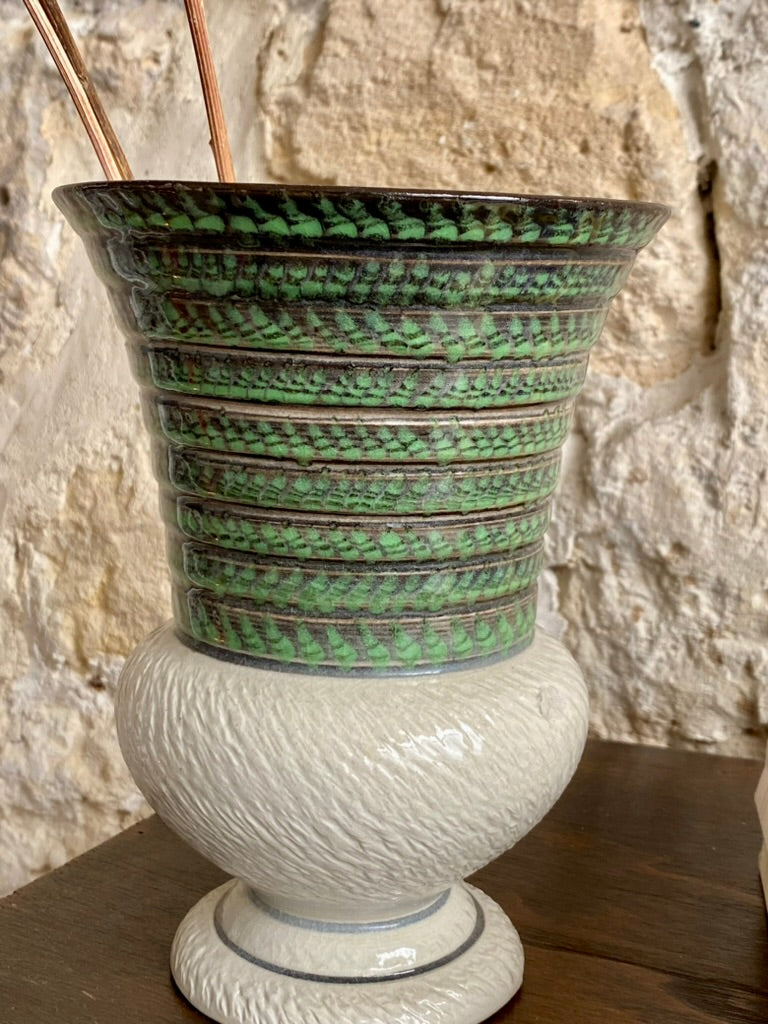 vase en céramique gris et vert