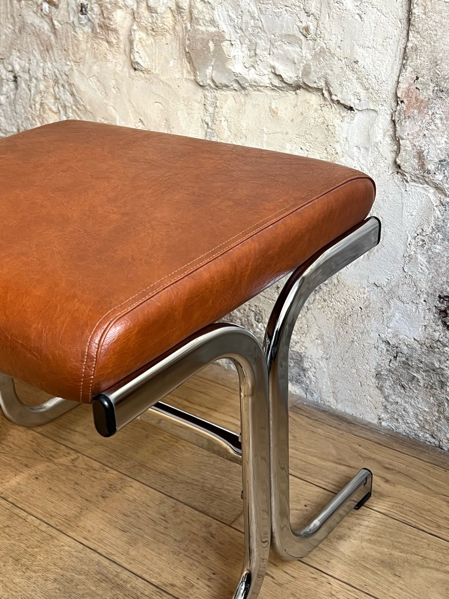 ottoman, repose-pieds similicuir marron