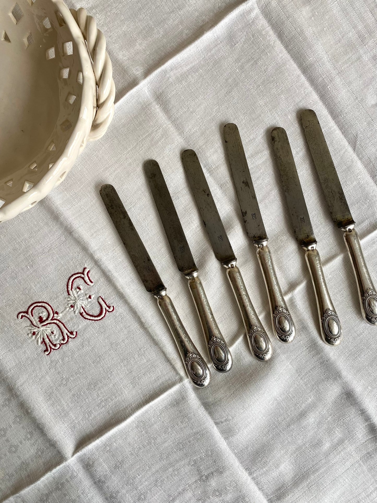 couteaux à fromage en argent fourré