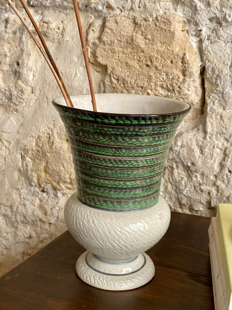 vase en céramique gris et vert