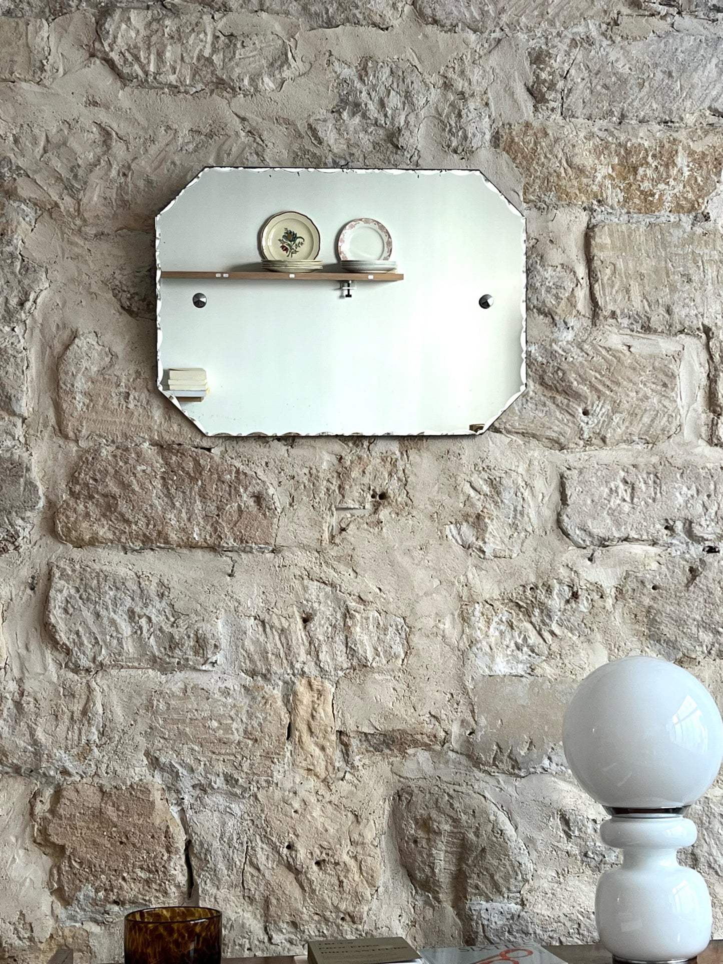 miroir octogonal sans cadre, glace biseautée