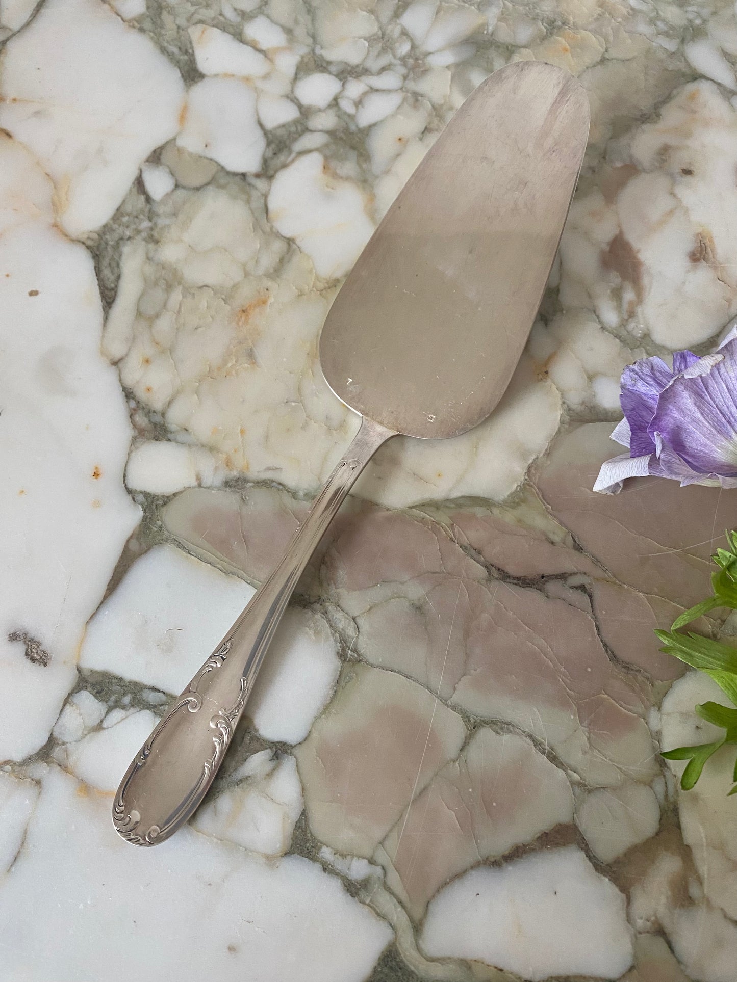 pelle à tarte en métal argenté