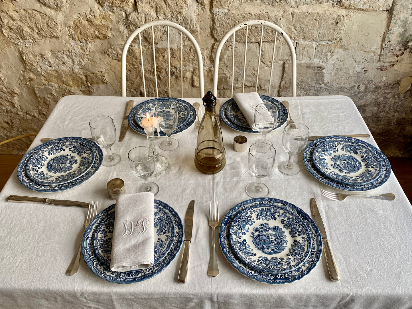 service anglais, décor bleu
