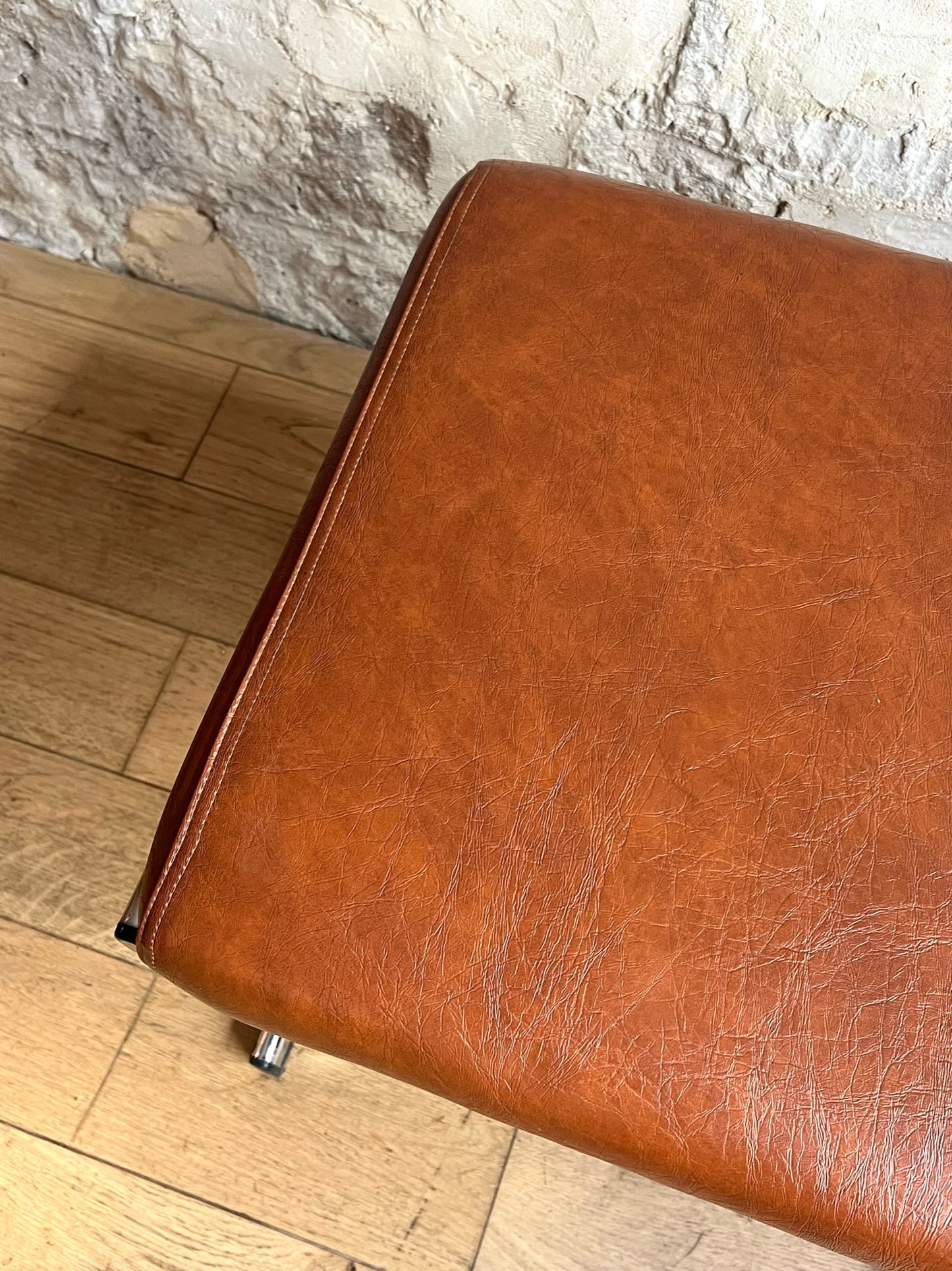 ottoman, repose-pieds similicuir marron