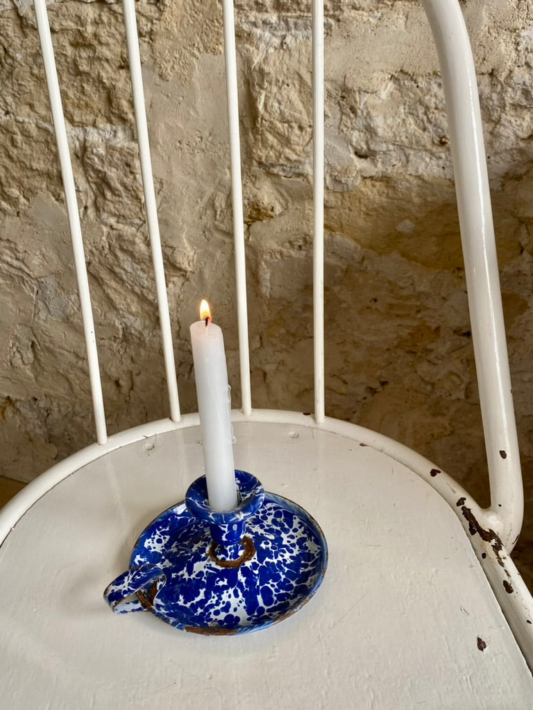 bougeoir en émail bleu nuit 1