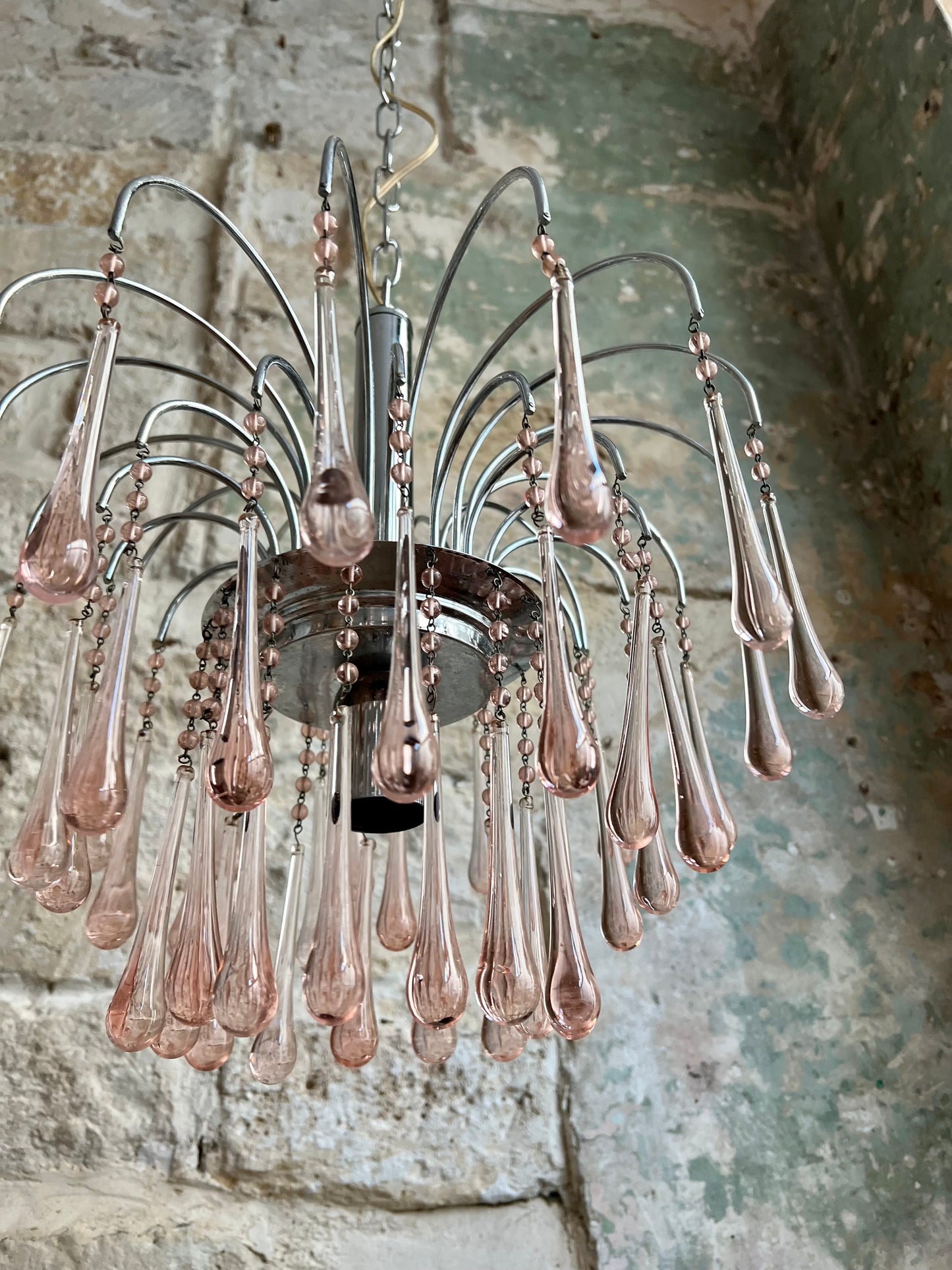 lustre forme de goutte en verre de Murano années 60