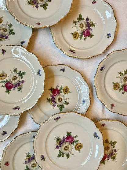 service bouquet de fleurs, porcelaine de Bavaria (12 plates)
